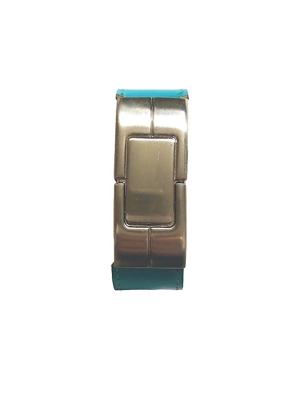 Leather USB Bracelet Aqua Blue 16GB
